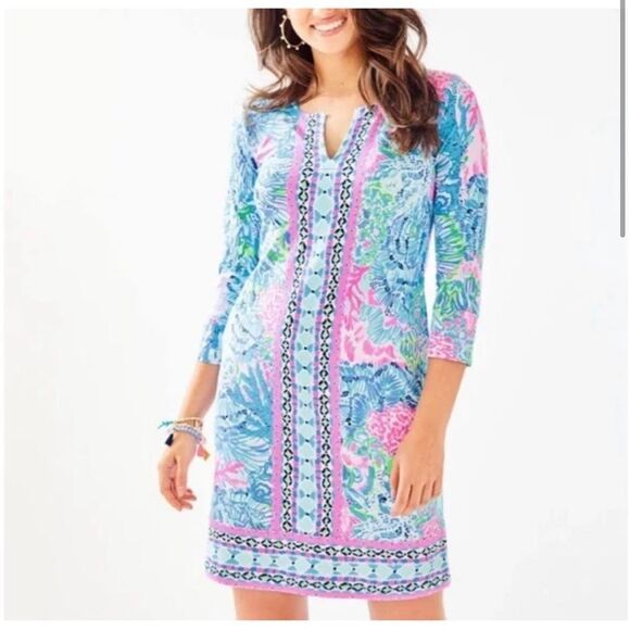 Lilly Pulitzer UPF 50+ Nadine Sink or Swim Engineered Chilly Lilly Dress - Picture 1 of 7